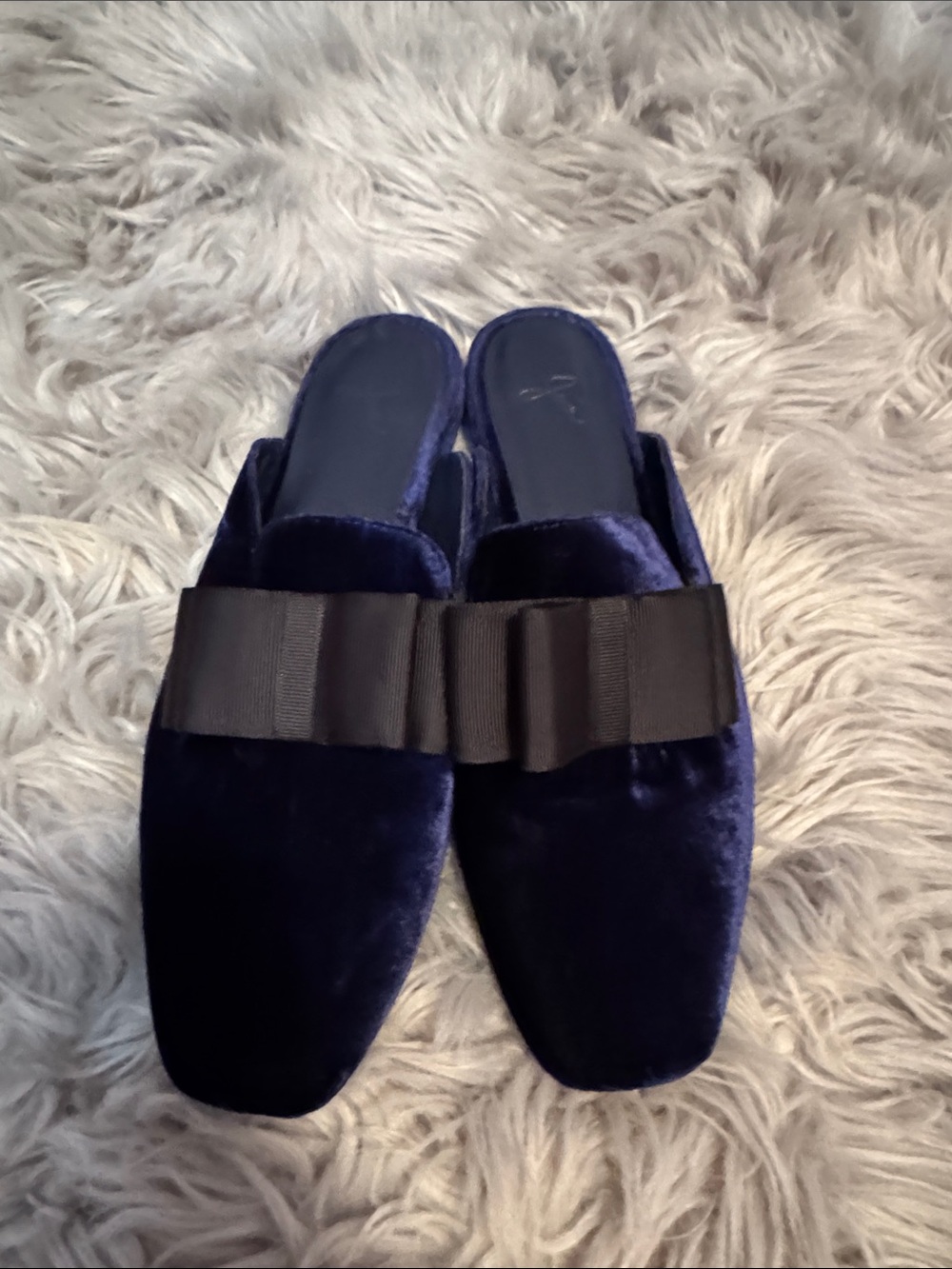 Women’s Velvet slip ons in Dark Blue